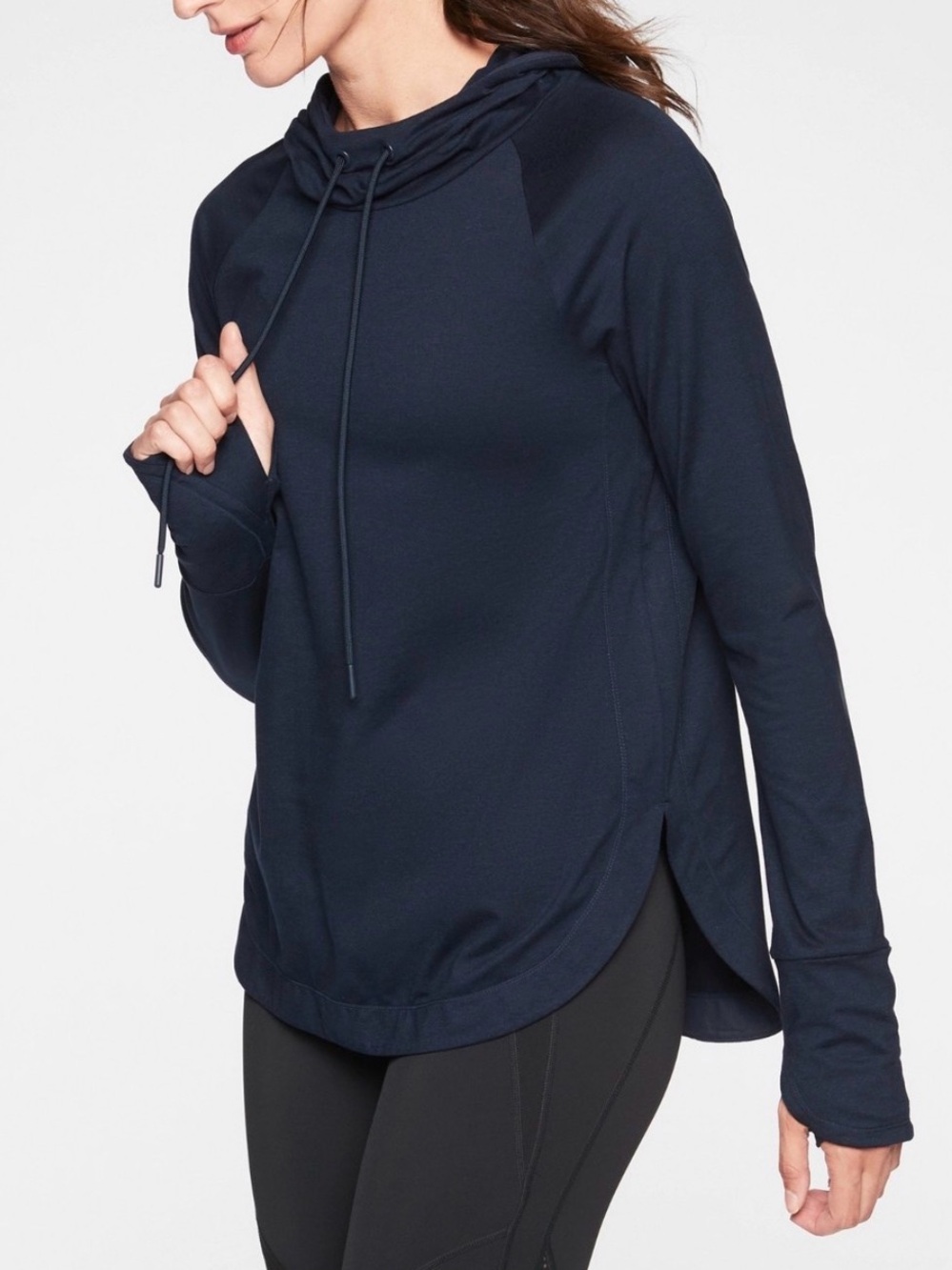 Athleta Navy Long-Sleeve Pullover Hoodie